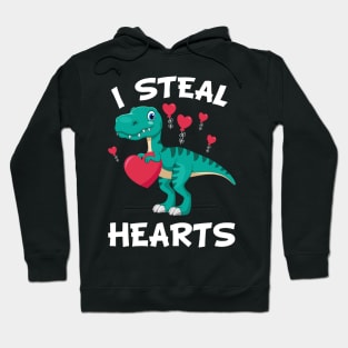 Valentines Day Dinosaur I Steal Hearts T rex Lovers Hoodie